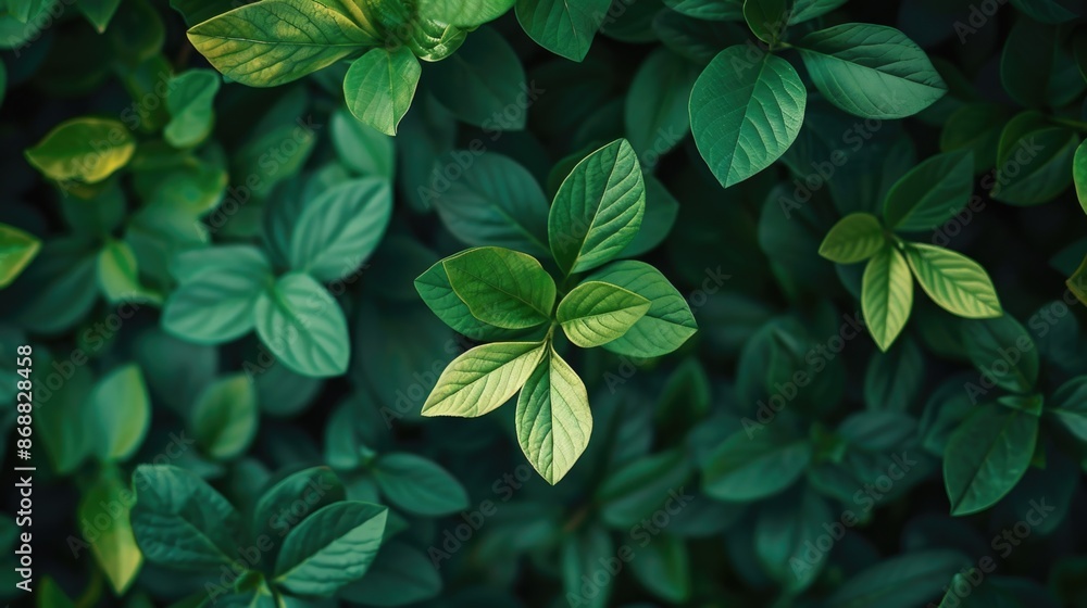 A detailed view of a plant's green leaves A detailed view of a plant's green leaves