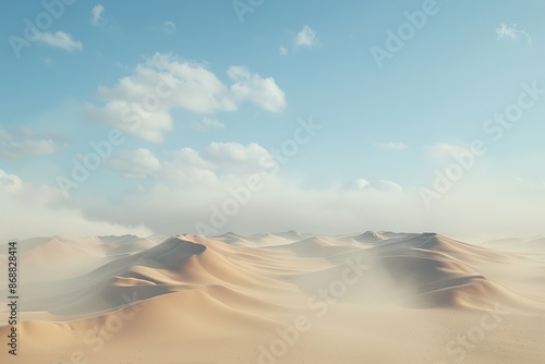 Desert sand dunes under blue sky, Ai Generated