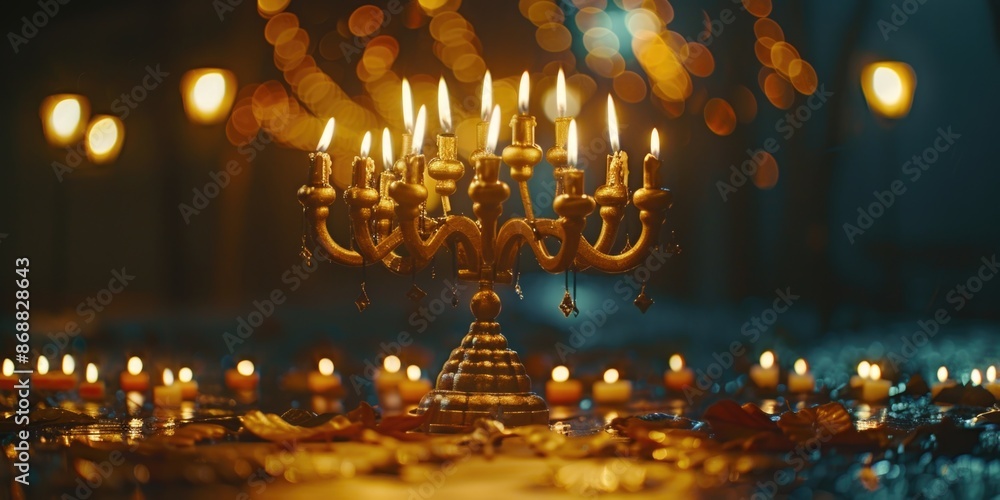 Obraz premium Candlelight with multiple lit candles