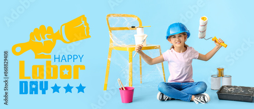 Little painter with brush a...