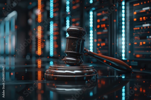 A wooden gavel used for pounding on tables, now sits idle on its surface