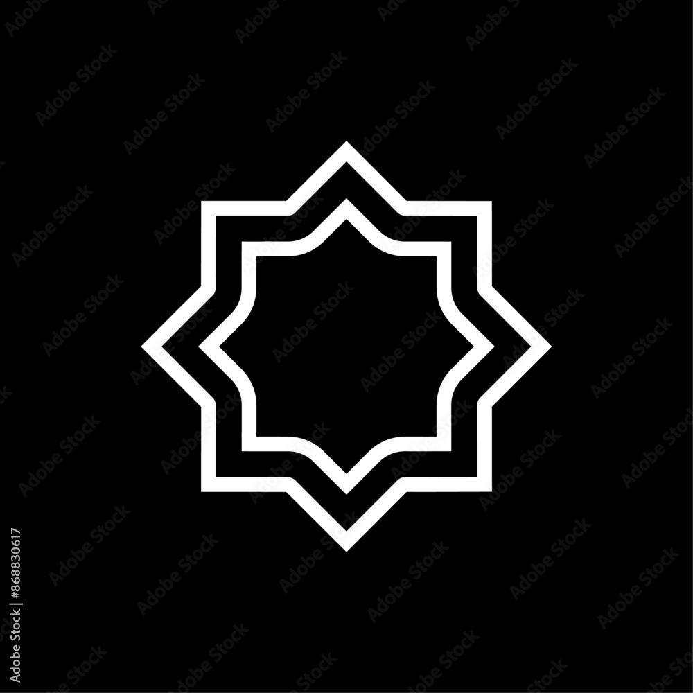 white eight point star icon on black background islamic geometric pattern vector white eight point star icon on black background islamic geometric pattern vector