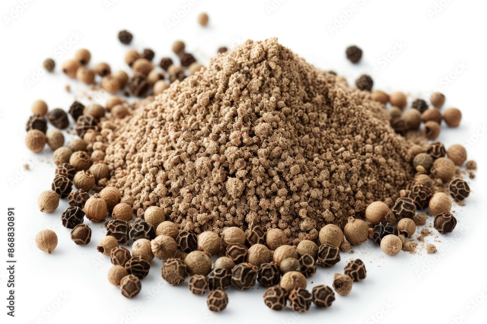 A pile of groundnuts arranged neatly on a white surface, perfect for illustrating recipes or food-related concepts A pile of groundnuts arranged neatly on a white surface, perfect for illustrating recipes or food-related concepts