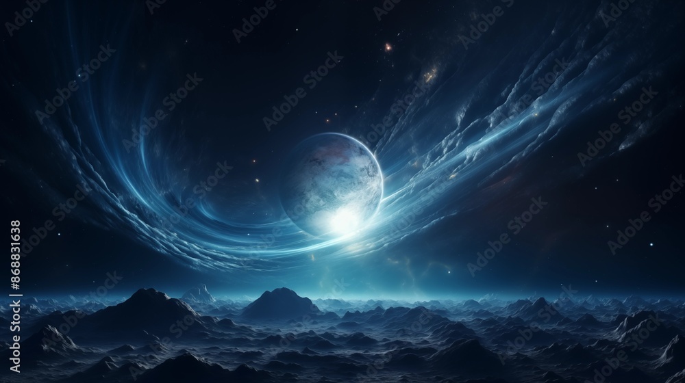 Space planet earth with energy waves around and light peeking out. Universe science astronomy space dark background wallpaper Space planet earth with energy waves around and light peeking out. Universe science astronomy space dark background wallpaper