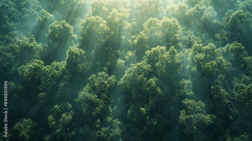Fototapeta premium Ultra-Realistic Aerial View of Dense Forest Canopy