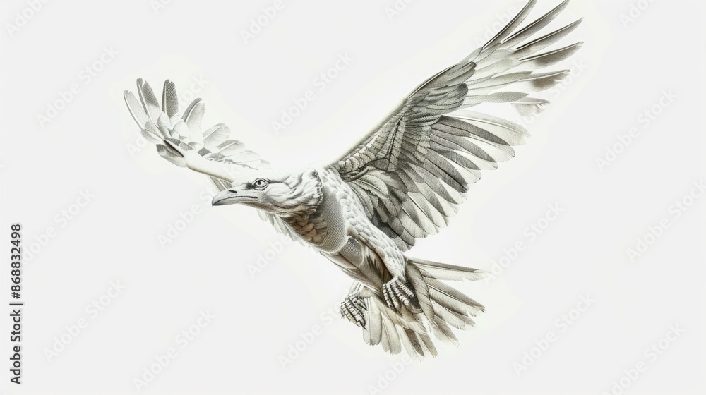 Fototapeta premium A bird flying through the air with its wings spread wide, ready for takeoff or landing