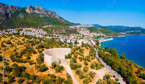 Ancient Antiphellos theatre at Kas town, Turkey photo