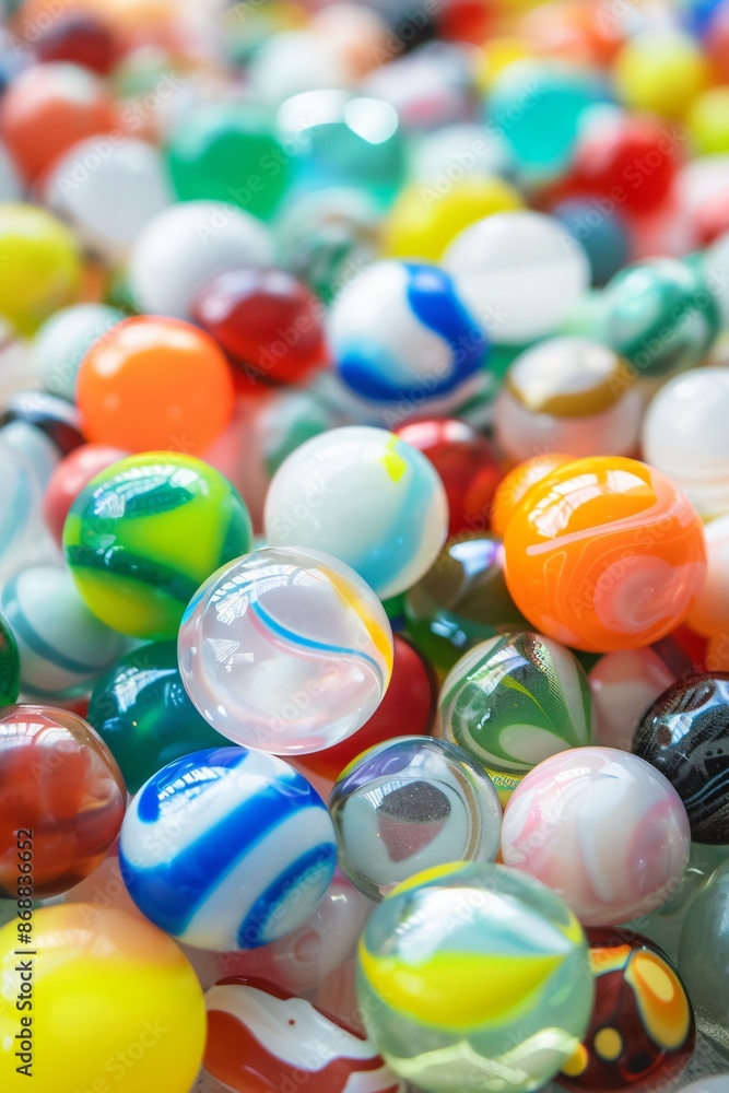 Close up shots of colourful glass marbles with various sizes and patterns Close up shots of colourful glass marbles with various sizes and patterns