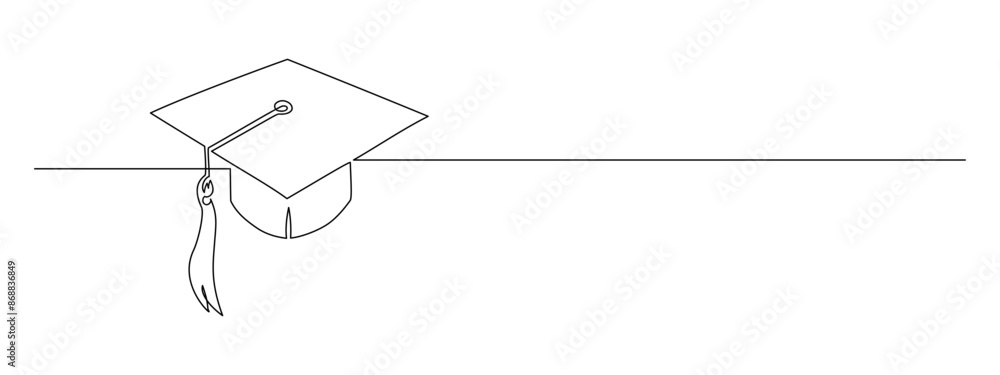 One continuous line drawing of graduation cap. Student and college hat symbol in simple linear style. Education and academic degree concept in editable stroke. Doodle outline vector illustration One continuous line drawing of graduation cap. Student and college hat symbol in simple linear style. Education and academic degree concept in editable stroke. Doodle outline vector illustration