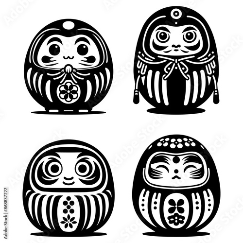 Japan Daruma Doll Illistration.