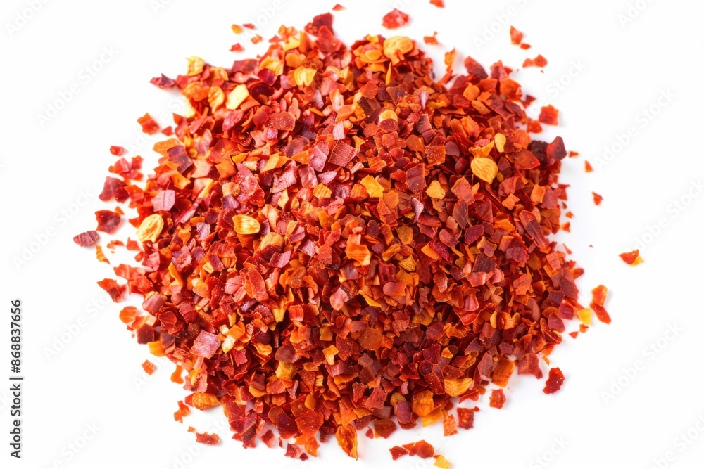 Freshly cut red peppers arranged on a clean white surface, ideal for photography or illustration Freshly cut red peppers arranged on a clean white surface, ideal for photography or illustration
