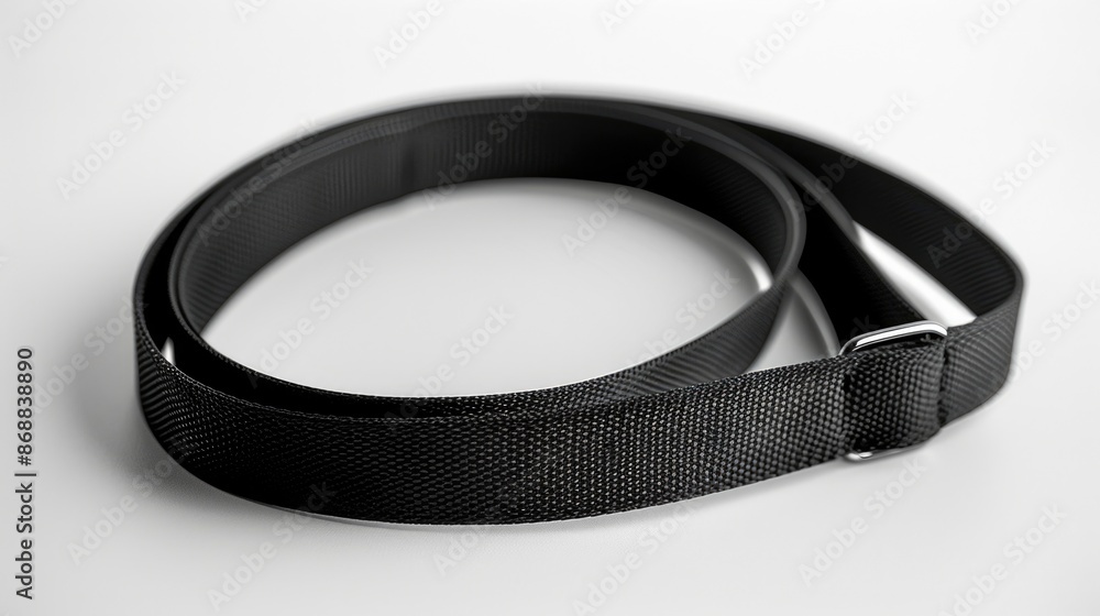 A detailed view of a belt on a white background, perfect for highlighting design or texture A detailed view of a belt on a white background, perfect for highlighting design or texture