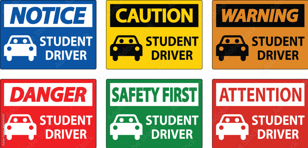 Caution Sign, Student Driver Sign Caution Sign, Student Driver Sign