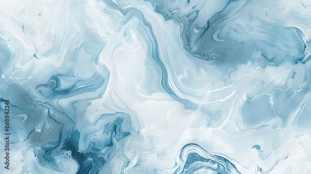 Abstract Swirling Blue and White Marble