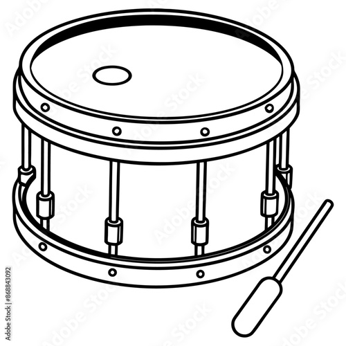 Hand Drawn Snare drum doodle isolated silhouette Vector Art Illustration, CNC, Wood, Vinyl, Cricut, Laser engraving File