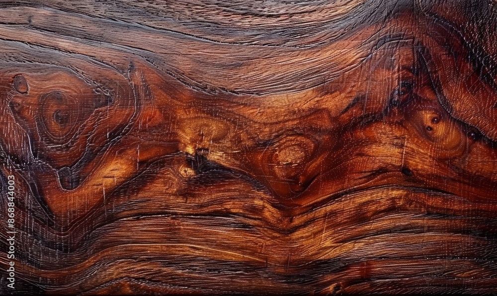 Naklejka premium Dark mahogany wood surface with polish