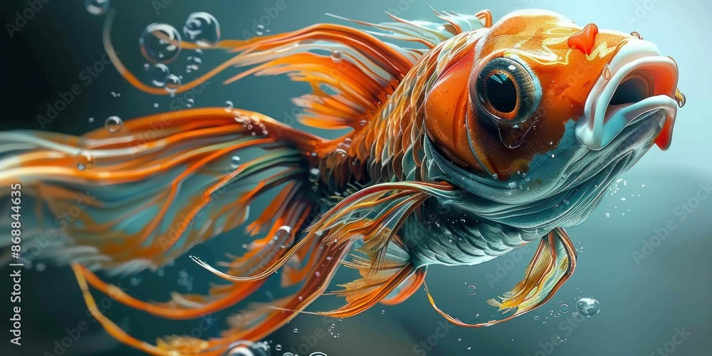 Vibrant Goldfish Underwater. Generative ai. Vibrant Goldfish Underwater. Generative ai.