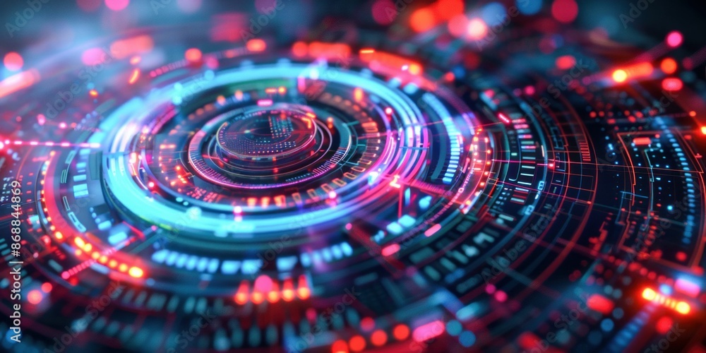 Futuristic Digital Interface with Neon Lights. Generative ai. Futuristic Digital Interface with Neon Lights. Generative ai.
