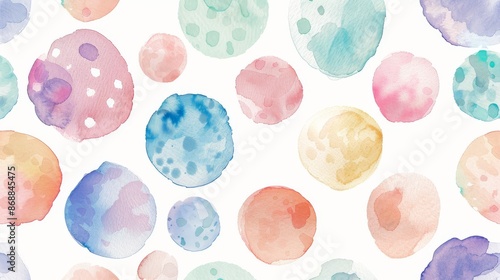 Abstract Watercolor Circles Seamless Pattern