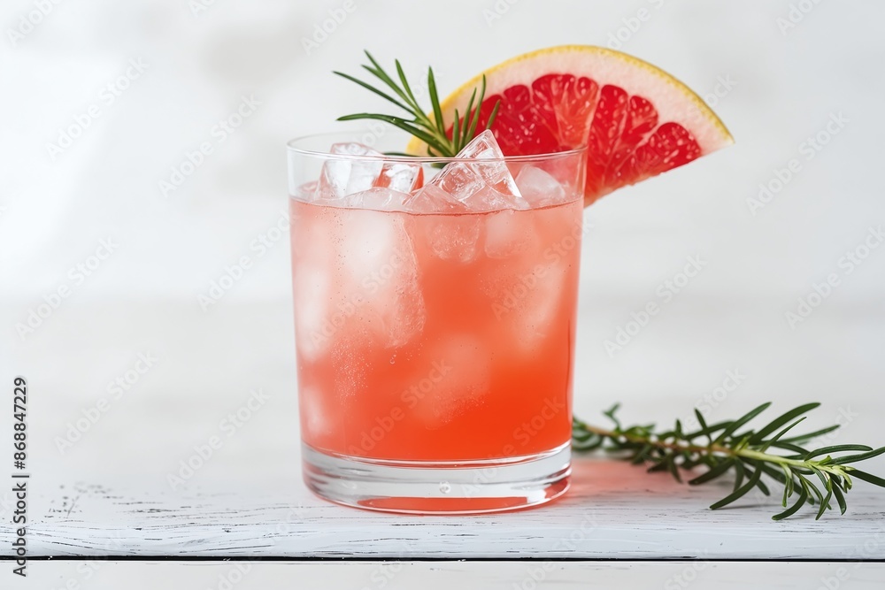 Grapefruit Cocktail with Ice and Rosemary - Refreshing Summer Drink Grapefruit Cocktail with Ice and Rosemary - Refreshing Summer Drink