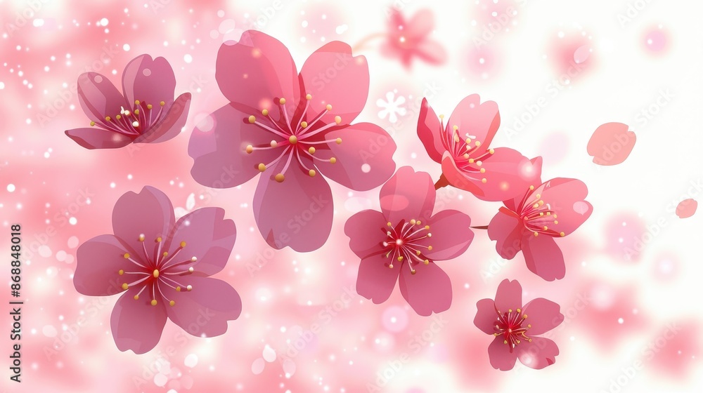 A vibrant image of pink blossom flowers with a soft lighting effect, conveying a sense of beauty and serenity, ideal for themes of renewal and delicate natural beauty. A vibrant image of pink blossom flowers with a soft lighting effect, conveying a sense of beauty and serenity, ideal for themes of renewal and delicate natural beauty.