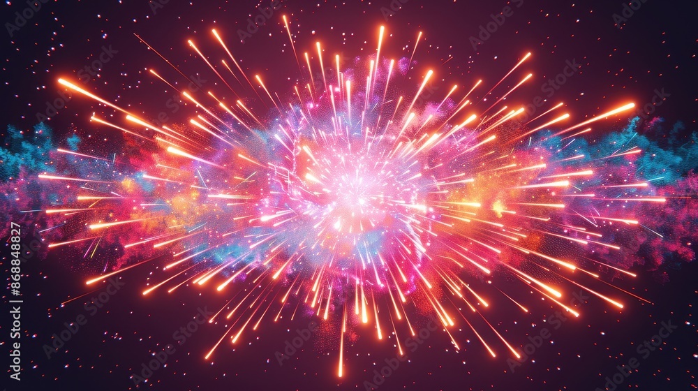 A dynamic and mesmerizing image capturing the brilliance and grandeur of fireworks bursting in the sky, with colorful sparks and trails creating an explosion of light. A dynamic and mesmerizing image capturing the brilliance and grandeur of fireworks bursting in the sky, with colorful sparks and trails creating an explosion of light.