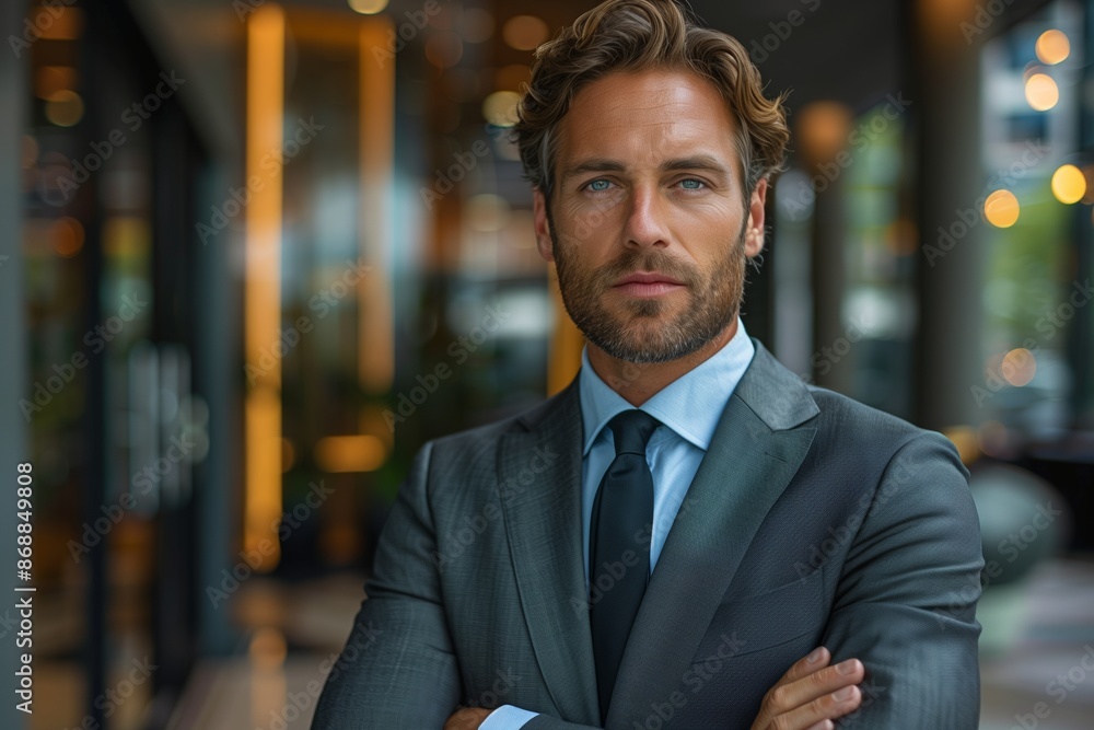 Fototapeta premium Businessman Standing in Office Building