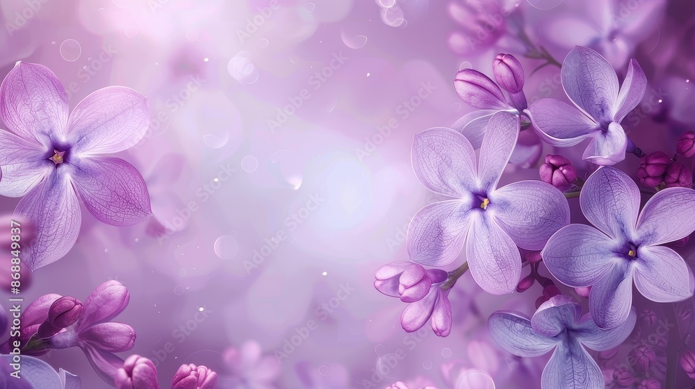 This image showcases an arrangement of delicate lilac and purple flowers against a dreamy, blurred background, creating a soothing and elegant atmosphere. This image showcases an arrangement of delicate lilac and purple flowers against a dreamy, blurred background, creating a soothing and elegant atmosphere.