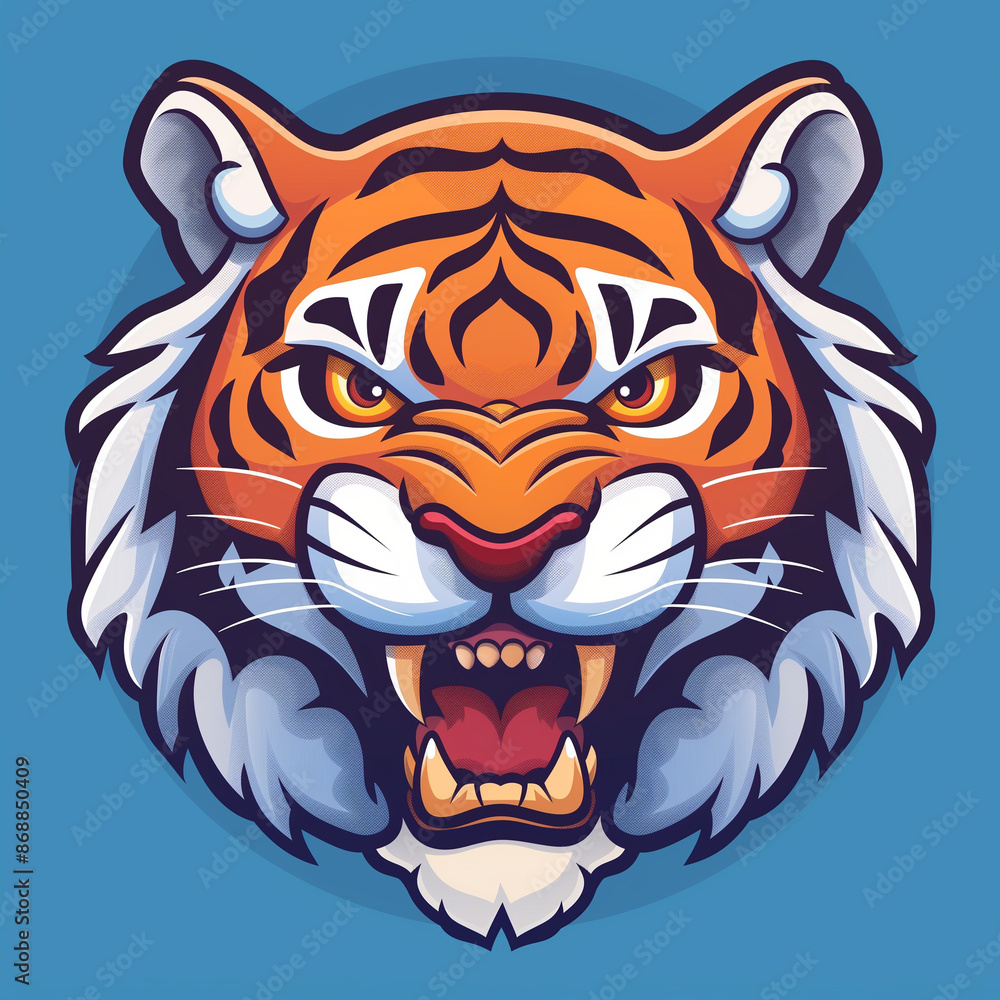 Fototapeta premium Bold Tiger Cartoon Vector Icon: Powerful Predator Illustrated in Dynamic Poses