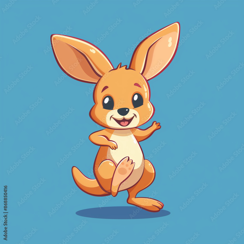 Fototapeta premium Playful Kangaroo Cartoon Vector Icon: Australian Marsupial Illustrated for Fun Designs