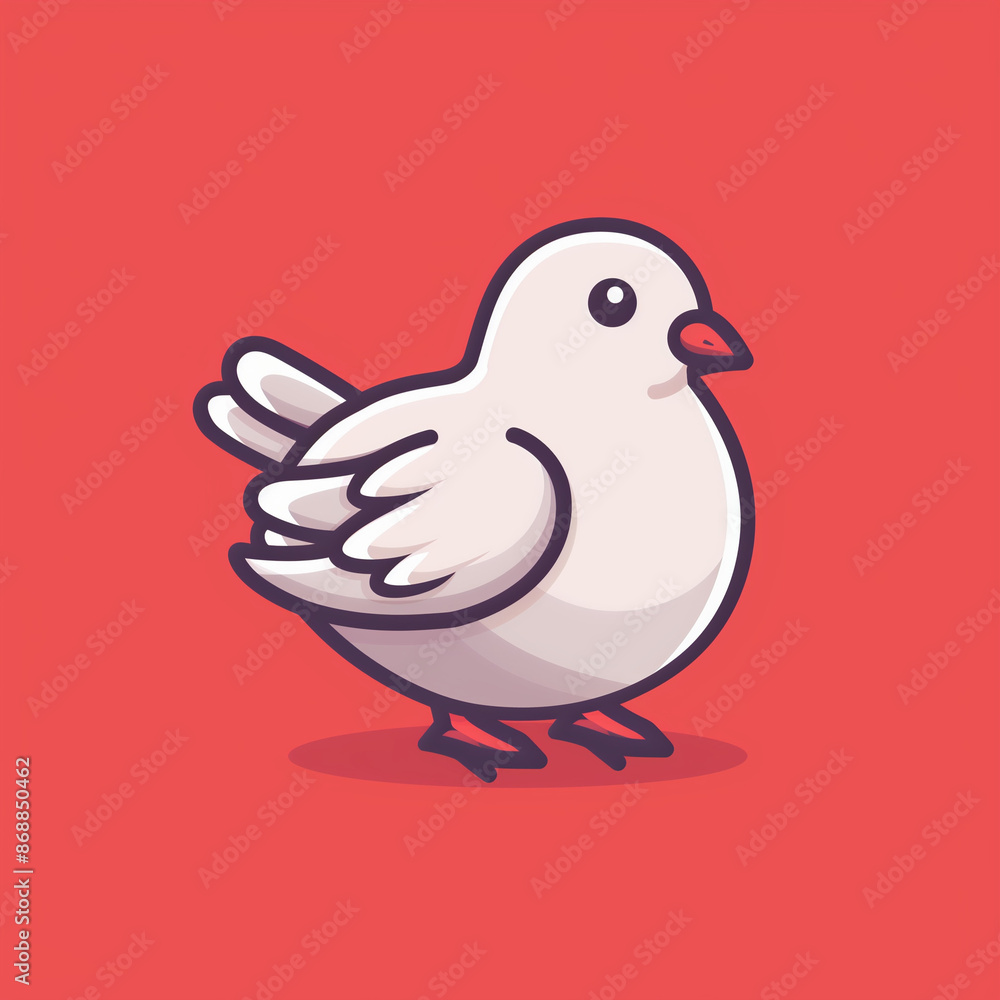 Fototapeta premium Peaceful Dove Cartoon Vector Icon: Gentle Illustration Symbolizing Harmony