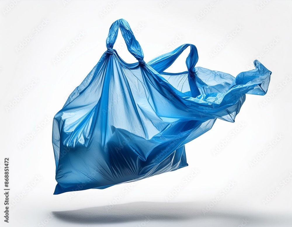 A blue plastic bag is floating in the air A blue plastic bag is floating in the air