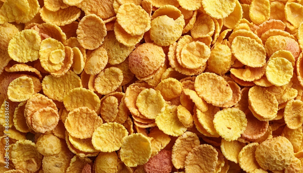 A pile of yellow and orange cereal pieces A pile of yellow and orange cereal pieces