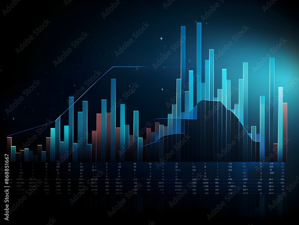 Fototapeta premium Financial data document, graph chart report statistic, marketing research development planning management, strategy analysis accounting, Financial business technology hologram concept. 