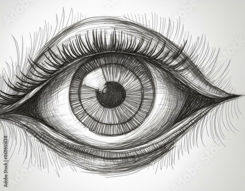 A close up drawing of an eye with a black eyeliner