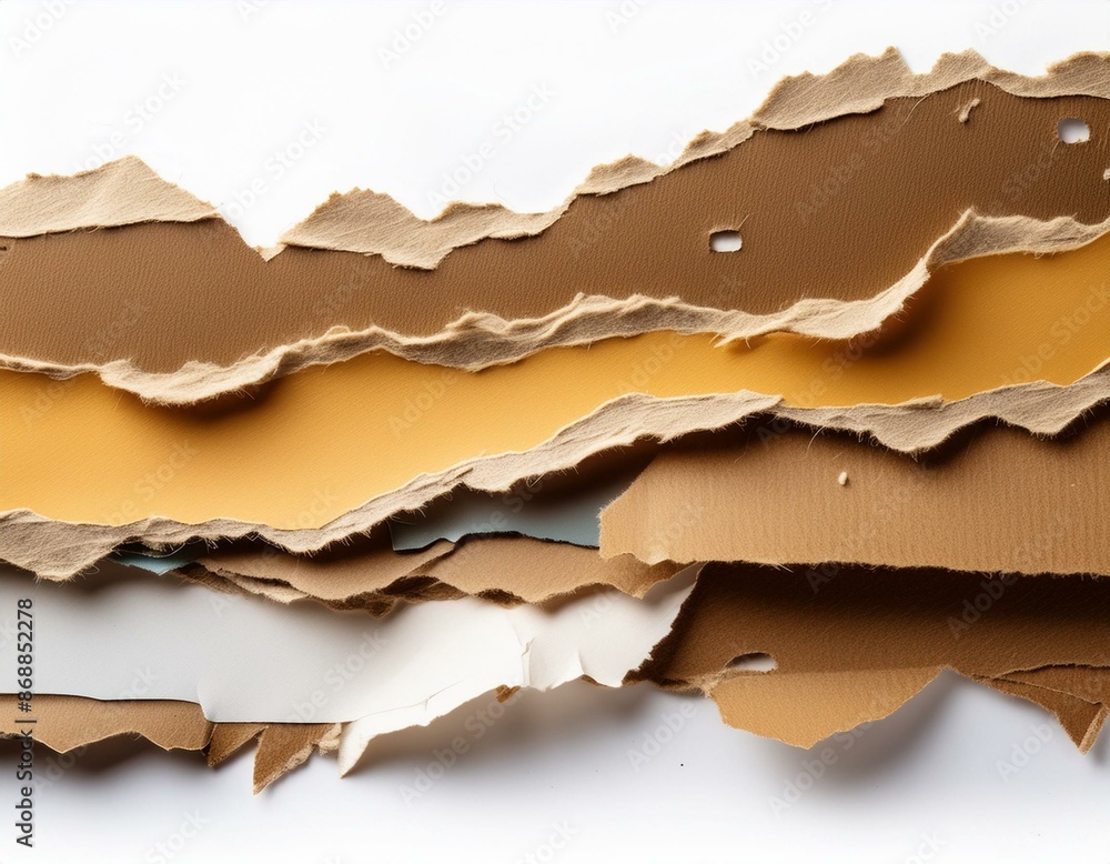 The image is a collage of torn paper with a brown and white color scheme The image is a collage of torn paper with a brown and white color scheme