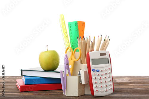 School supplies with green ...