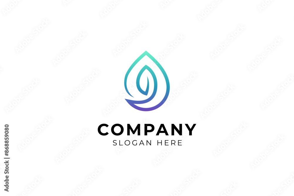 Abstract leaf and water drop logo design concept Abstract leaf and water drop logo design concept