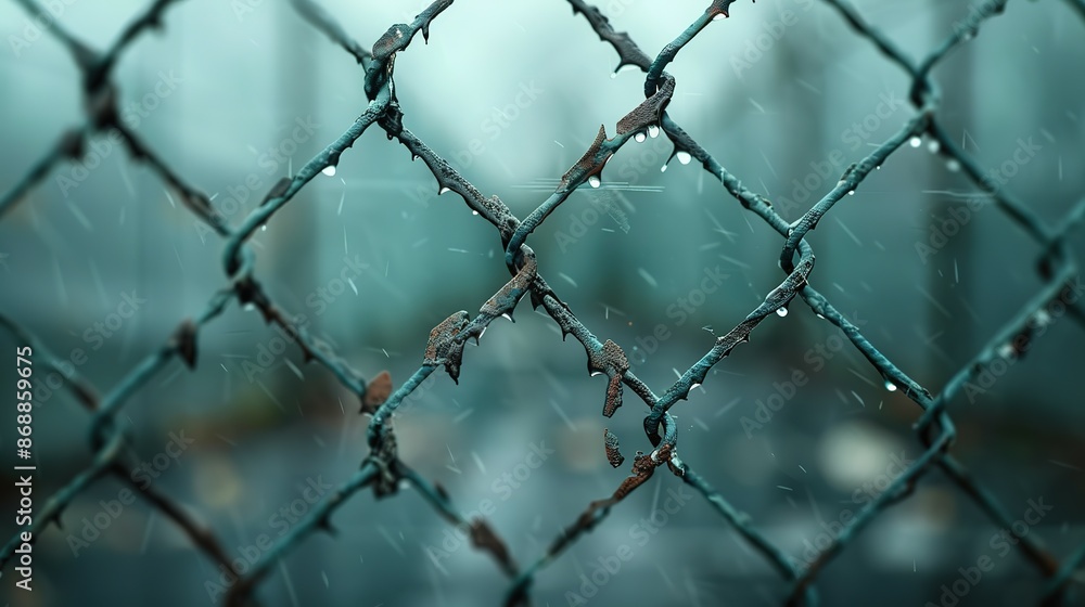 Naklejka premium Rusted Metal Grid Break