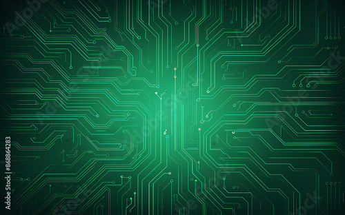 circuit board electronic or electrical line on green engineering technology concept