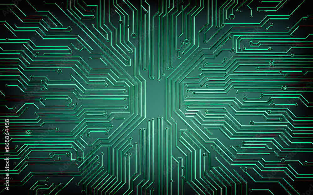 circuit board electronic or electrical line on green engineering technology concept