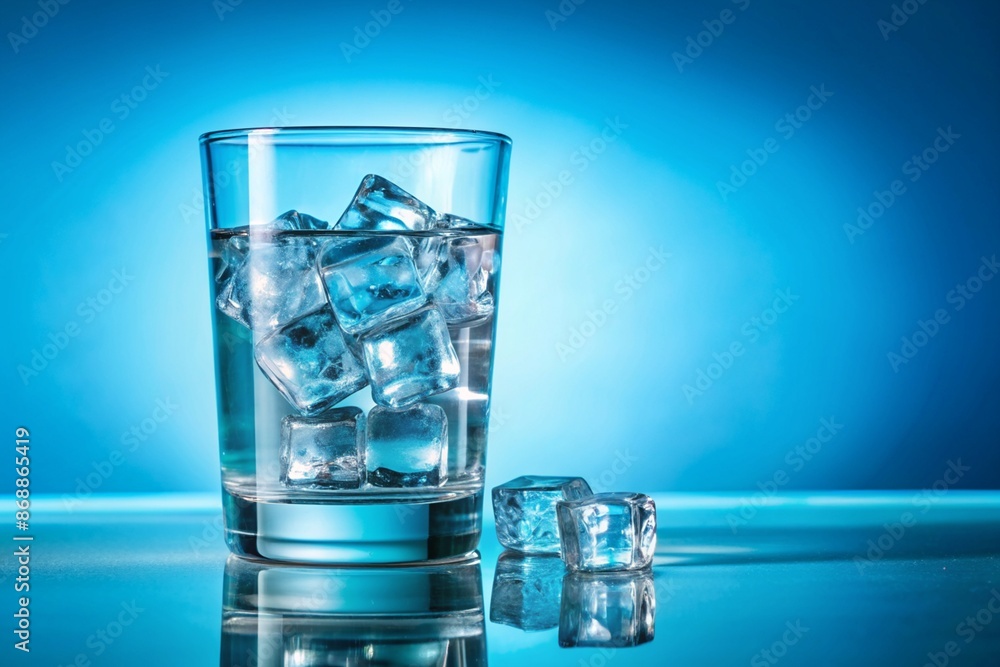 Ice cubes in a glass with crystal clear water Ice cubes in a glass with crystal clear water