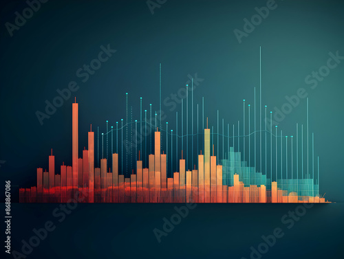 Financial data document, graph chart report statistic, marketing research development planning management, strategy analysis accounting, Financial business technology hologram concept. 