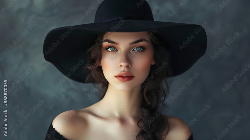 beautiful model wearing black hat beautiful model wearing black hat