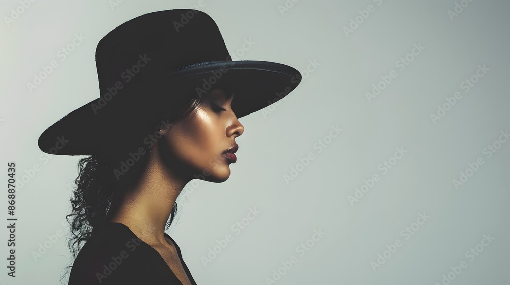 beautiful model wearing black hat beautiful model wearing black hat