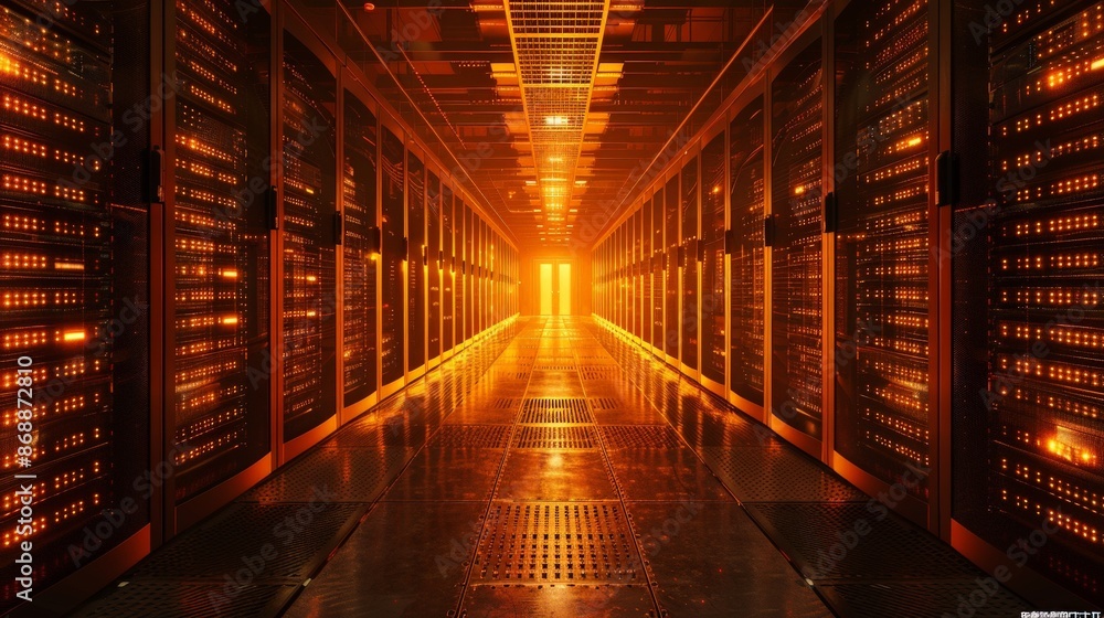 Futuristic Server Room with Node-Based Programming, Big Data Storage, and Cloud Computing Technology Integration Futuristic Server Room with Node-Based Programming, Big Data Storage, and Cloud Computing Technology Integration