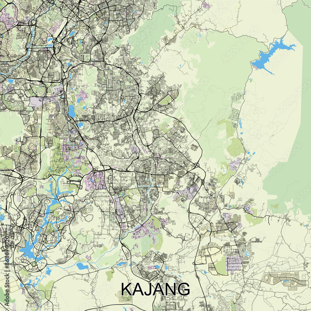 Naklejka premium Kajang, Malaysia map poster art
