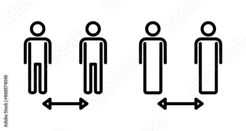 Social distancing icon vector isolated on white background. Keep distance sign. Coronavirus. Social Distancing and Self Quarantine.