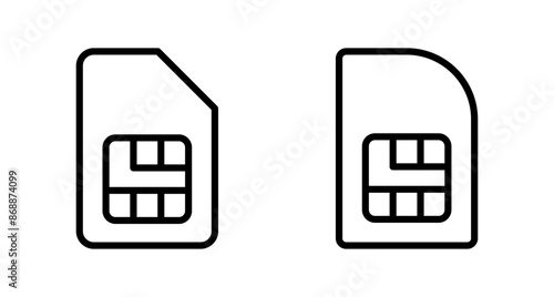 Sim card icon vector isolated on white background. Mobile slot icon. Mobile cellular phone sim card chip.