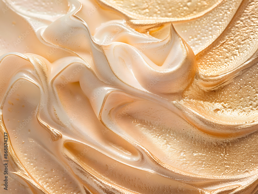 A hyper-realistic macro photograph of luxurious cream with smooth, flowing textures. A hyper-realistic macro photograph of luxurious cream with smooth, flowing textures.